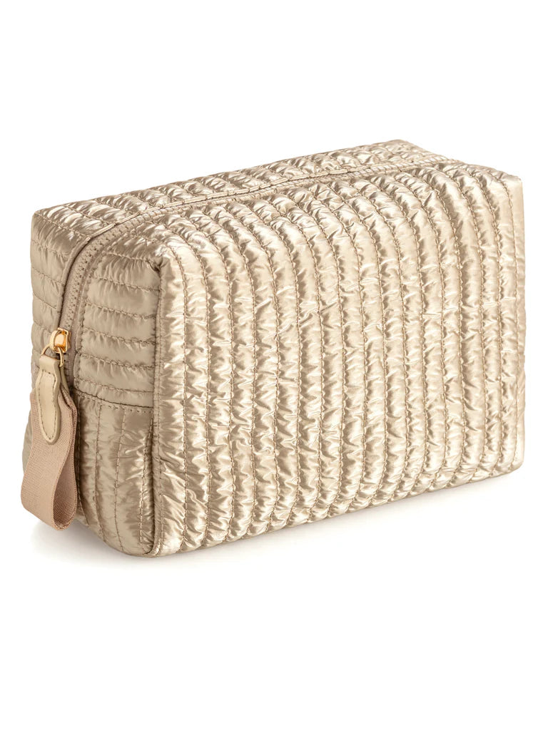 Logan Large Boxy Gold Cosmetic Bag