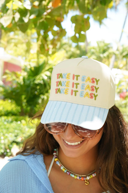 Take it Easy Blue Striped Cap