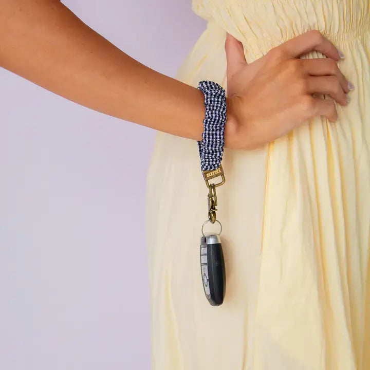 Inky Black Gingham Keychain
