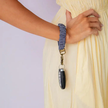 Inky Black Gingham Keychain