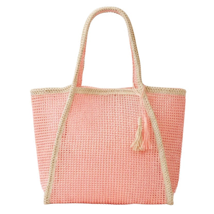 Vacay Mode Pink Straw Tote Bag