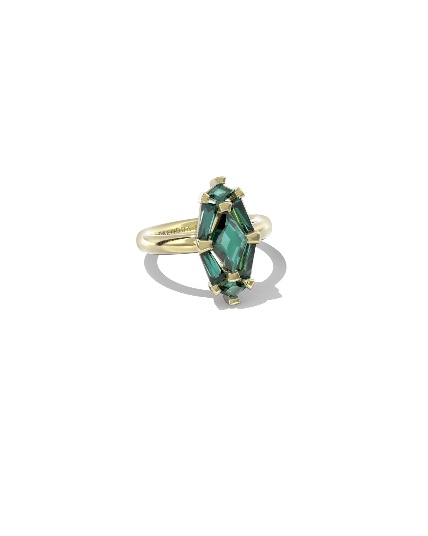 Lindy Rae  Elyse Gold Cocktail Ring in Green Crystal