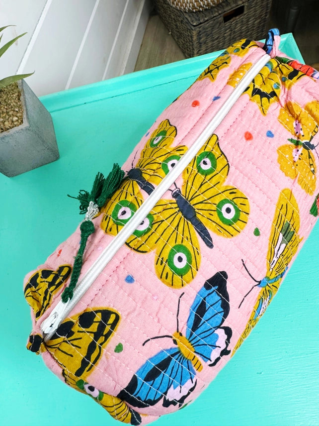 Butterfly Garden Pink Cosmetic Bag