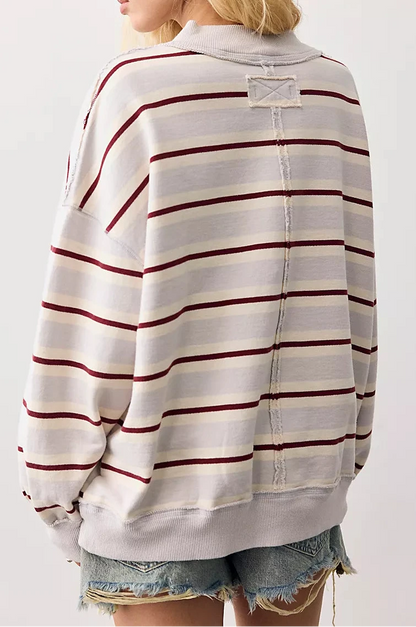 Palm Springs Striped Washed Blue Pullover