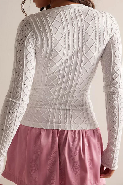 So Soft Clean Ivory Seamless Modal Cable Long Sleeve
