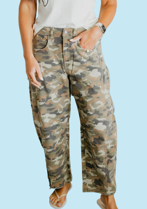 Amanda Barrel Leg Camo Denim