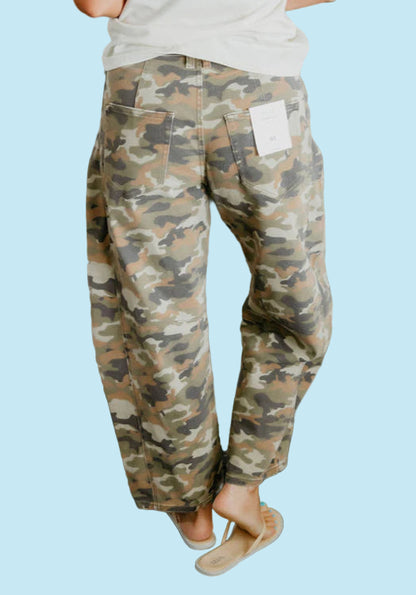 Amanda Barrel Leg Camo Denim
