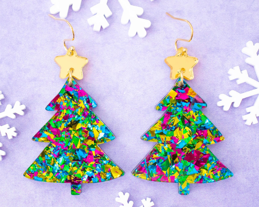 Glistening Lights Gold Star Earrings