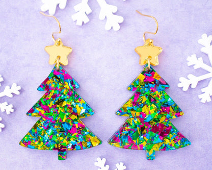 Glistening Lights Gold Star Earrings