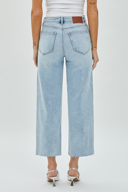 Nori Light Wash Crop Wide Leg Denim