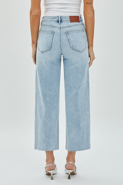 Nori Light Wash Crop Wide Leg Denim