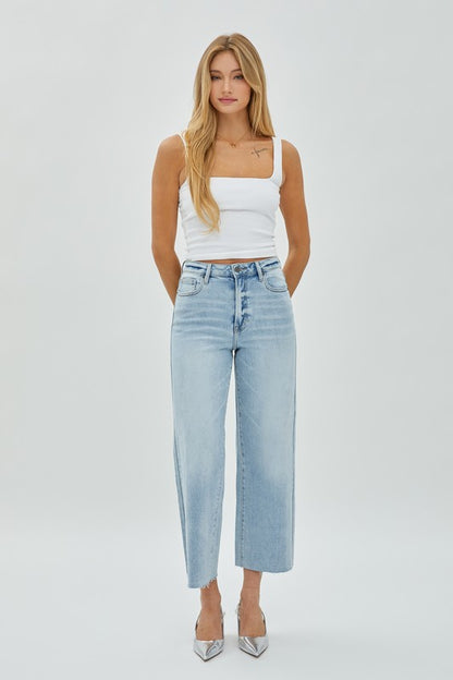 Nori Light Wash Crop Wide Leg Denim