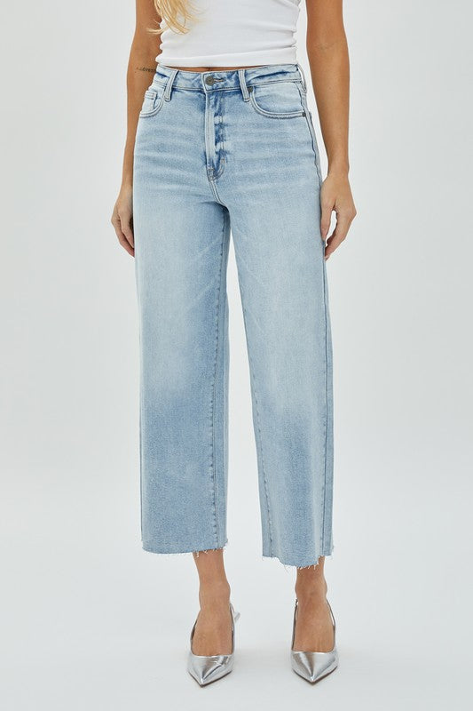 Nori Light Wash Crop Wide Leg Denim