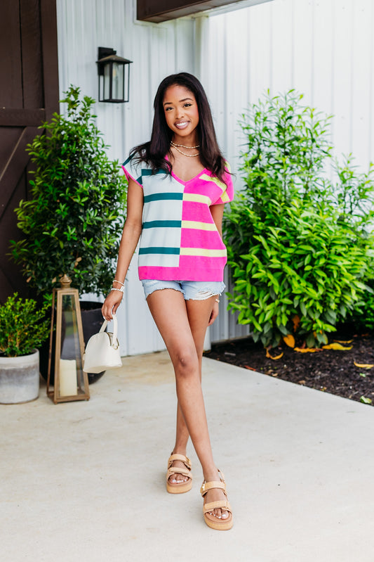 Hannah Mint Pink Sweater Top