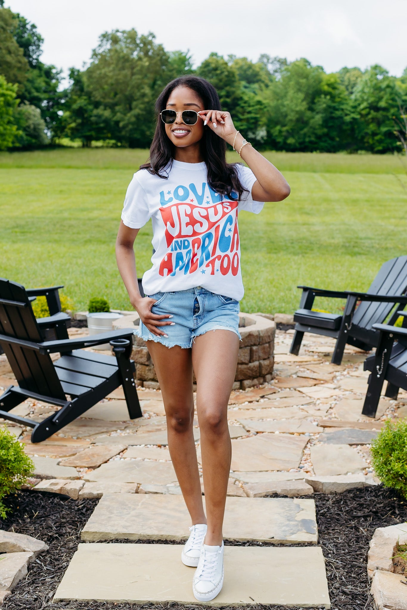 Loves Jesus and America Too Graphic Tee
