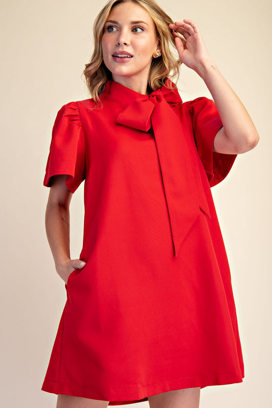 Festive Ribbon Red Dress