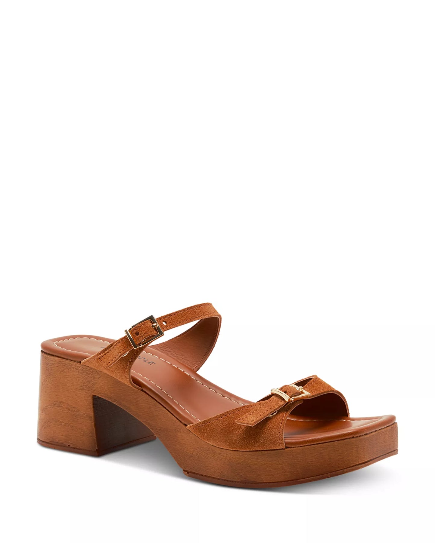 Beck Cognac Suede Buckle Clogs
