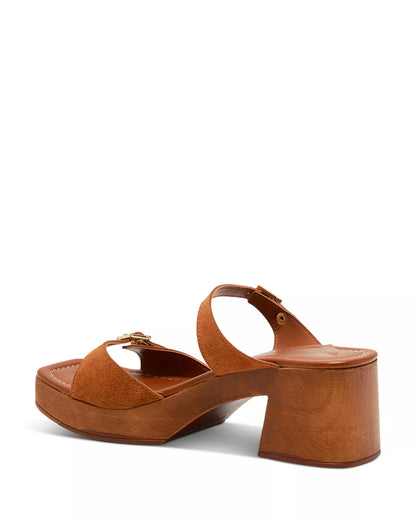 Beck Cognac Suede Buckle Clogs