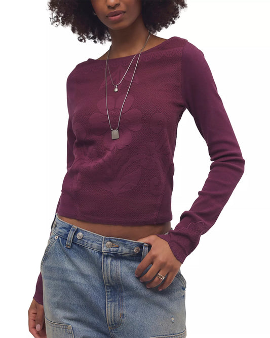 Delilah Precious Wine Long Sleeve Top