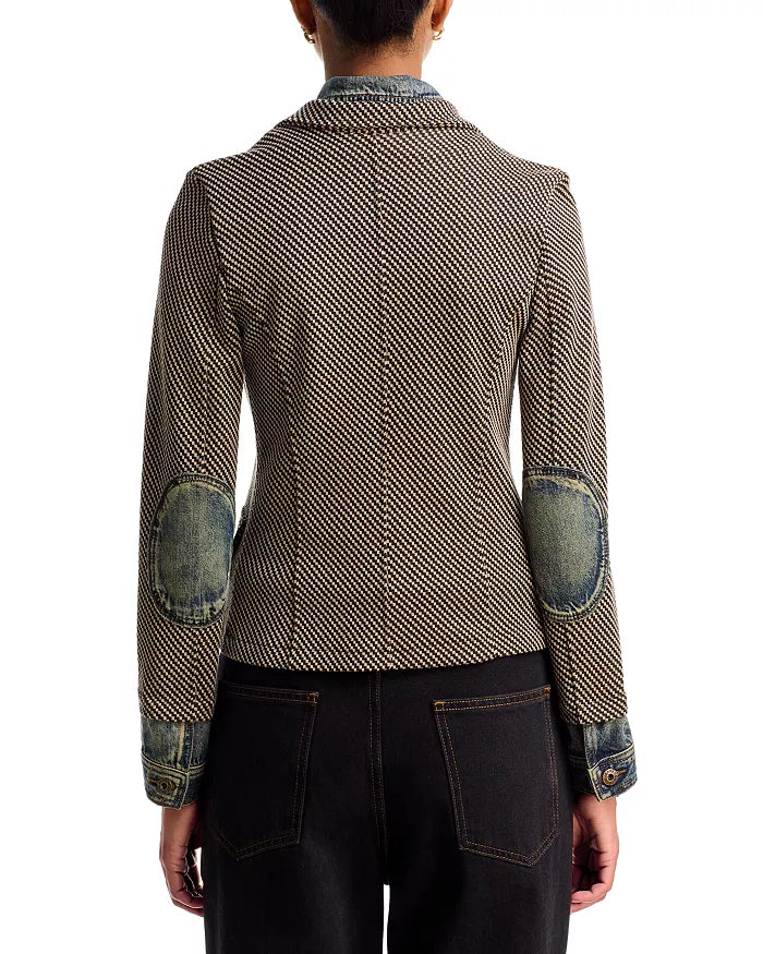 Clarissa Mixed Media Lexington Check Denim Jacket
