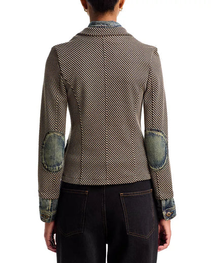 Clarissa Mixed Media Lexington Check Denim Jacket