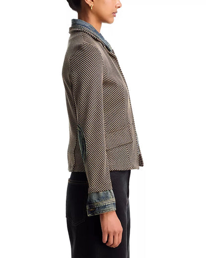 Clarissa Mixed Media Lexington Check Denim Jacket