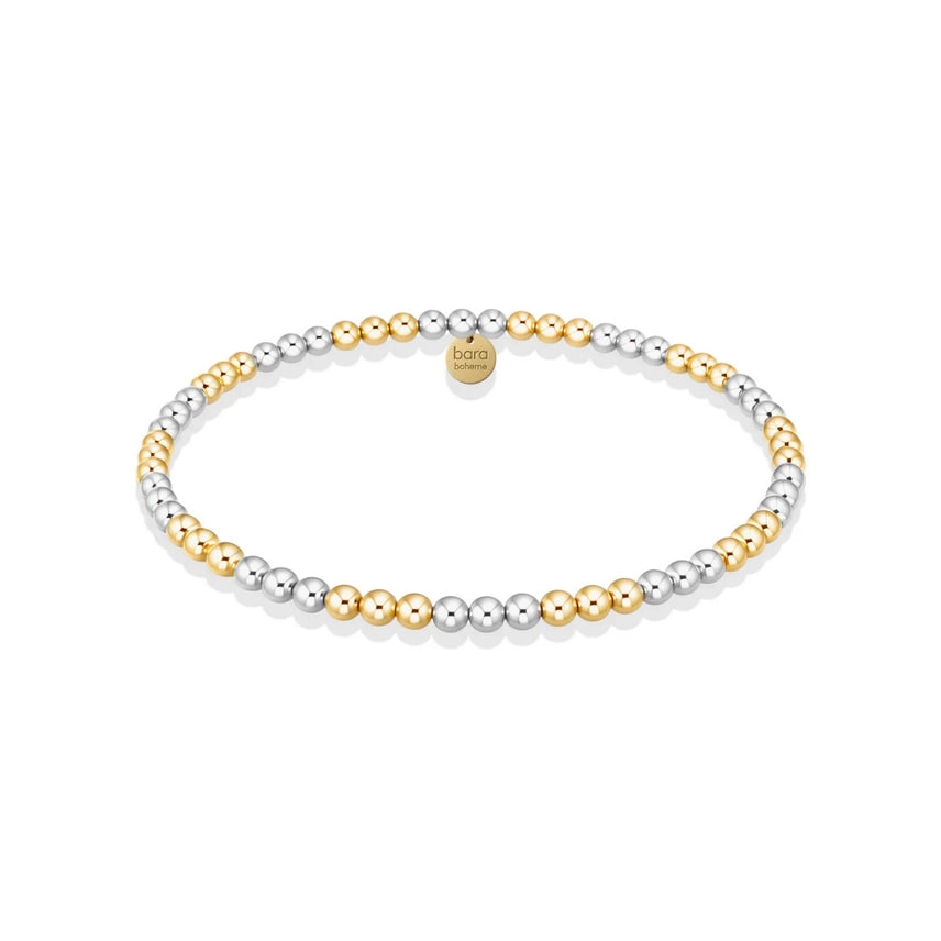 Classic 3MM 14K Gold Filled Triple Tone Beaded Bracelet