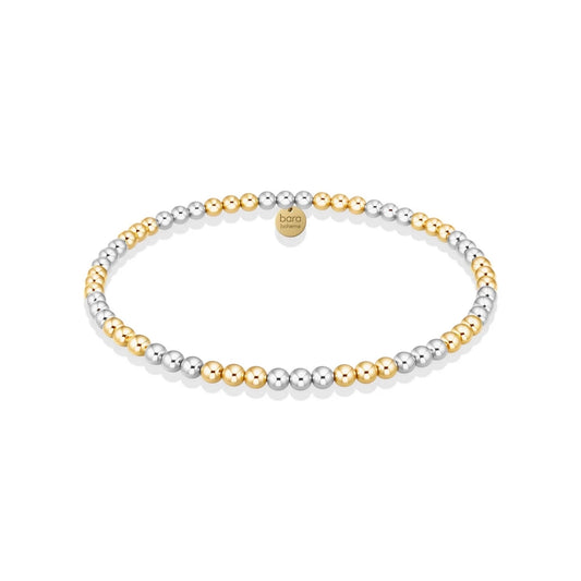 Classic 3MM 14K Gold Filled Triple Tone Beaded Bracelet