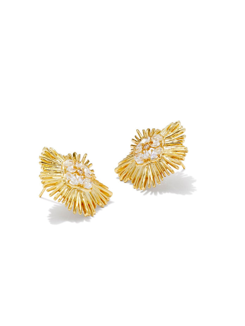 Dira Crystal Statement Stud Earrings Gold