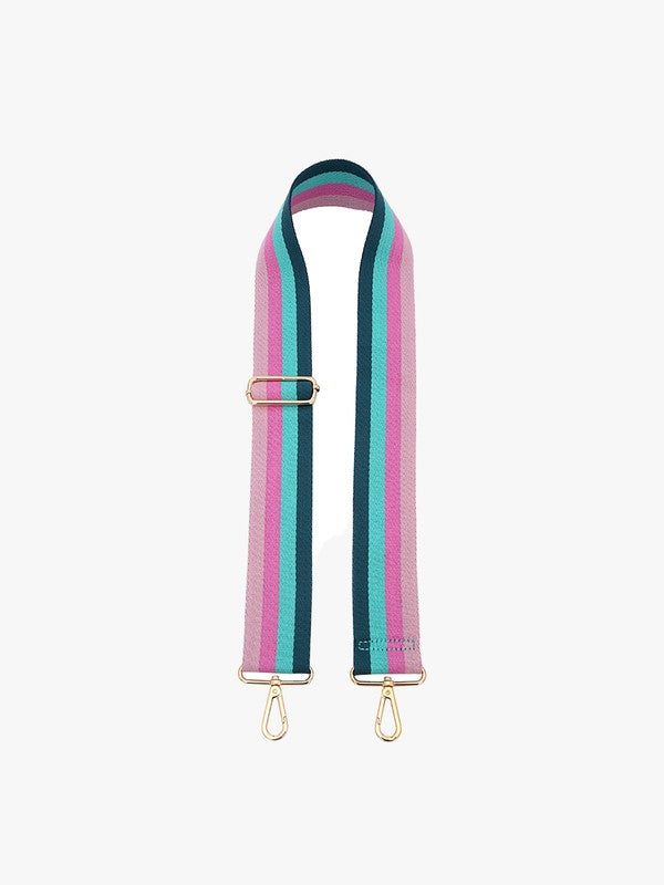 Striped Turquoise Pink Guitar Strap