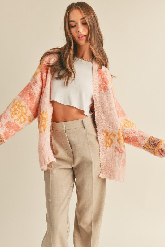 Trip Into Town Peach/Mustard Cardigan