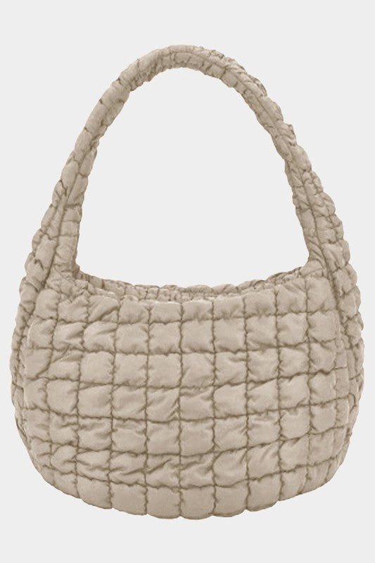 Carry on Quilted Puffer Beige Crossbody