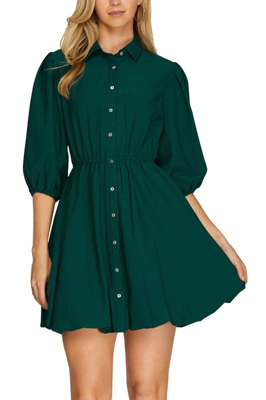 Let's Pause Time Teal Green Dress