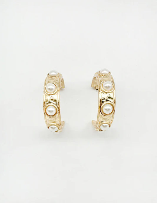 Pretty Comes Easy Pearl Hoop Earrings