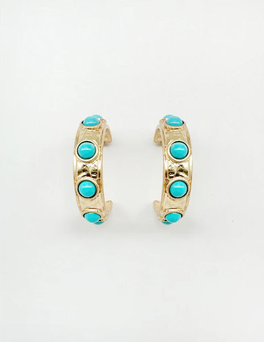 Pretty Comes Easy Turquoise Hoop Earrings
