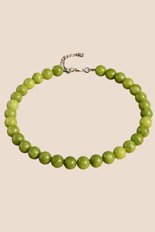 Vintage Natural Green Beaded Necklace