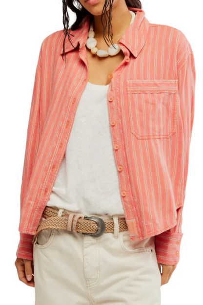 Striped Linen Laurel Cinnamon Combo Top