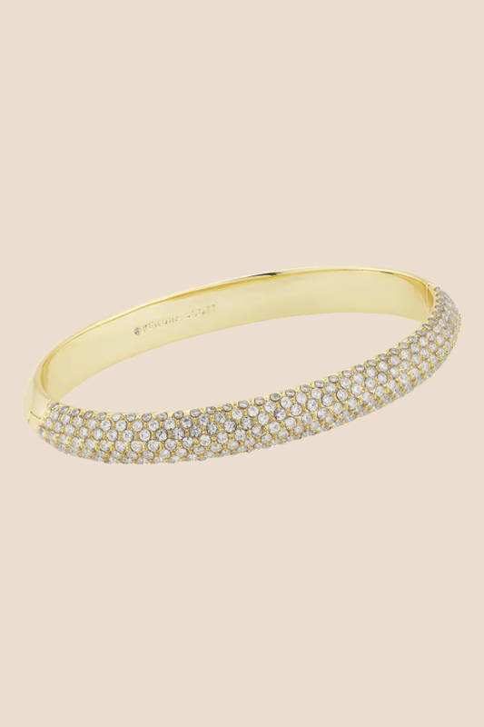 Mikki Gold Pave Bangle Bracelet in White Crystal
