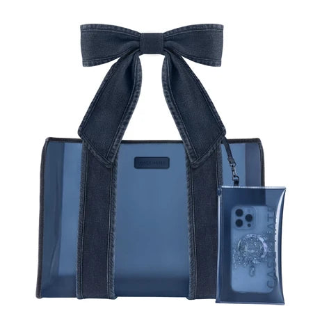 Jelly Dark Wash Denim Bow Tote Bag