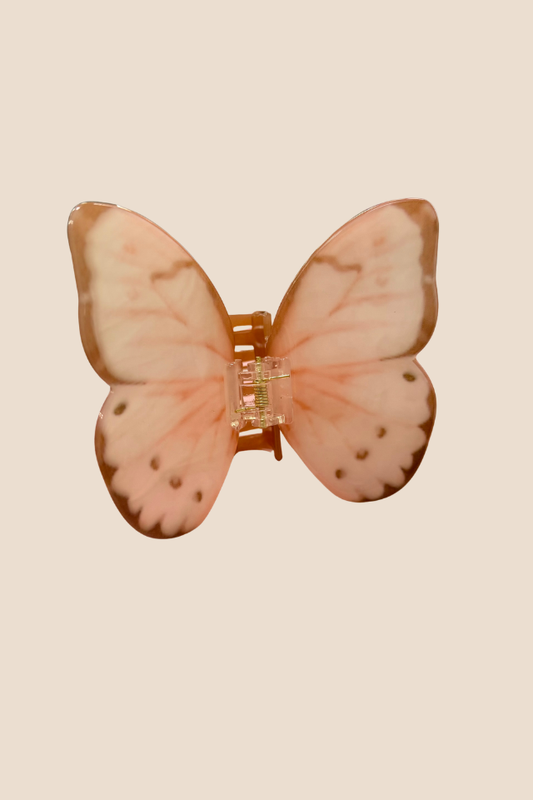 French Butterfly Pink Hair Clip