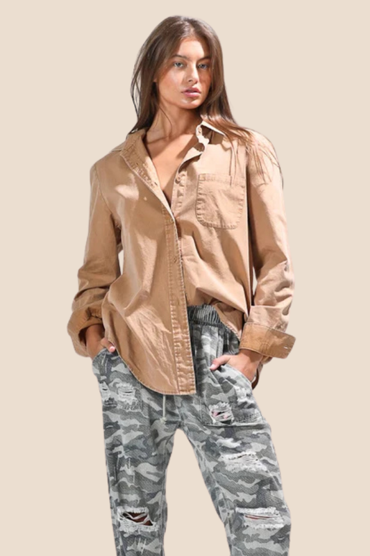 Washed Out Camel Top