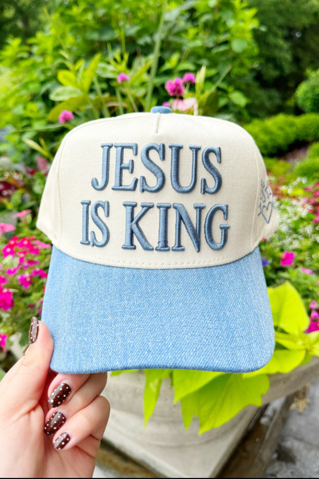 Jesus is King Clip Art Denim Cap