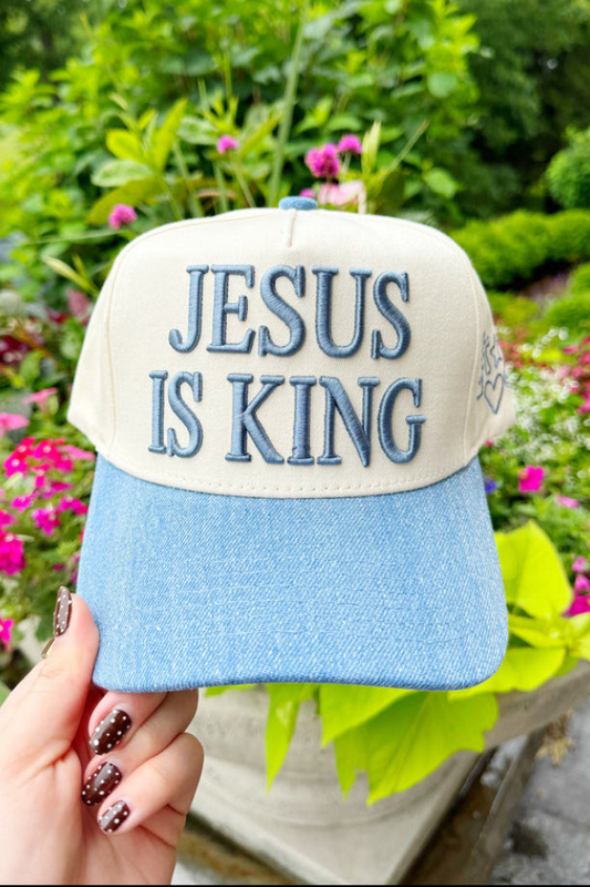 Jesus is King Clip Art Denim Cap