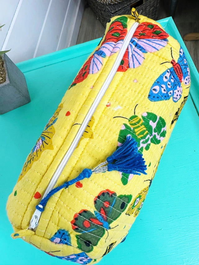 Butterfly Garden Yellow Cosmetic Bag