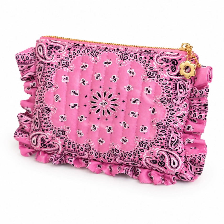 Bandana Ruffle Pink Cosmetic Bag