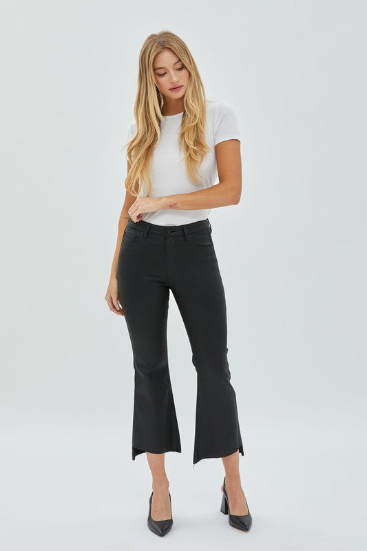 Happi Crop Flare Step Hem Black Denim