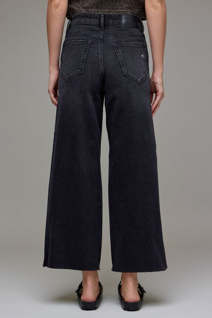 Nori Black Clean Cropped Wide Leg Denim