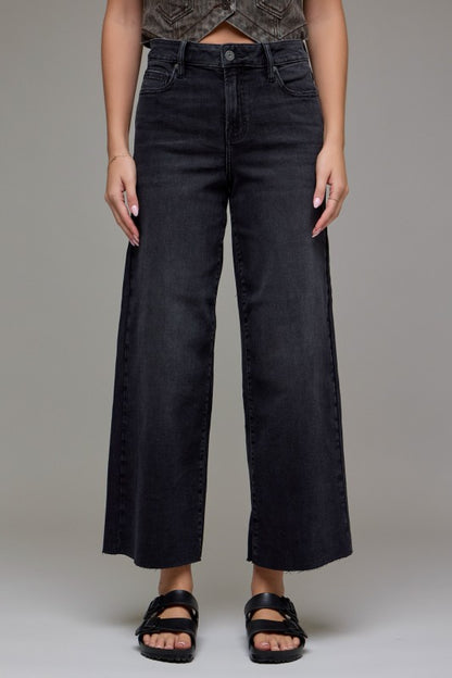 Nori Black Clean Cropped Wide Leg Denim