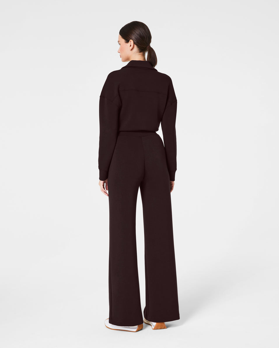 AirEssentials Long Sleeve Truffle Brown Wide Leg Jumpsuit