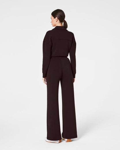 AirEssentials Long Sleeve Truffle Brown Wide Leg Jumpsuit